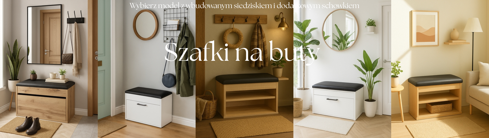 Szafki na buty do przedpokoju z tapicerowanym siedziskiem